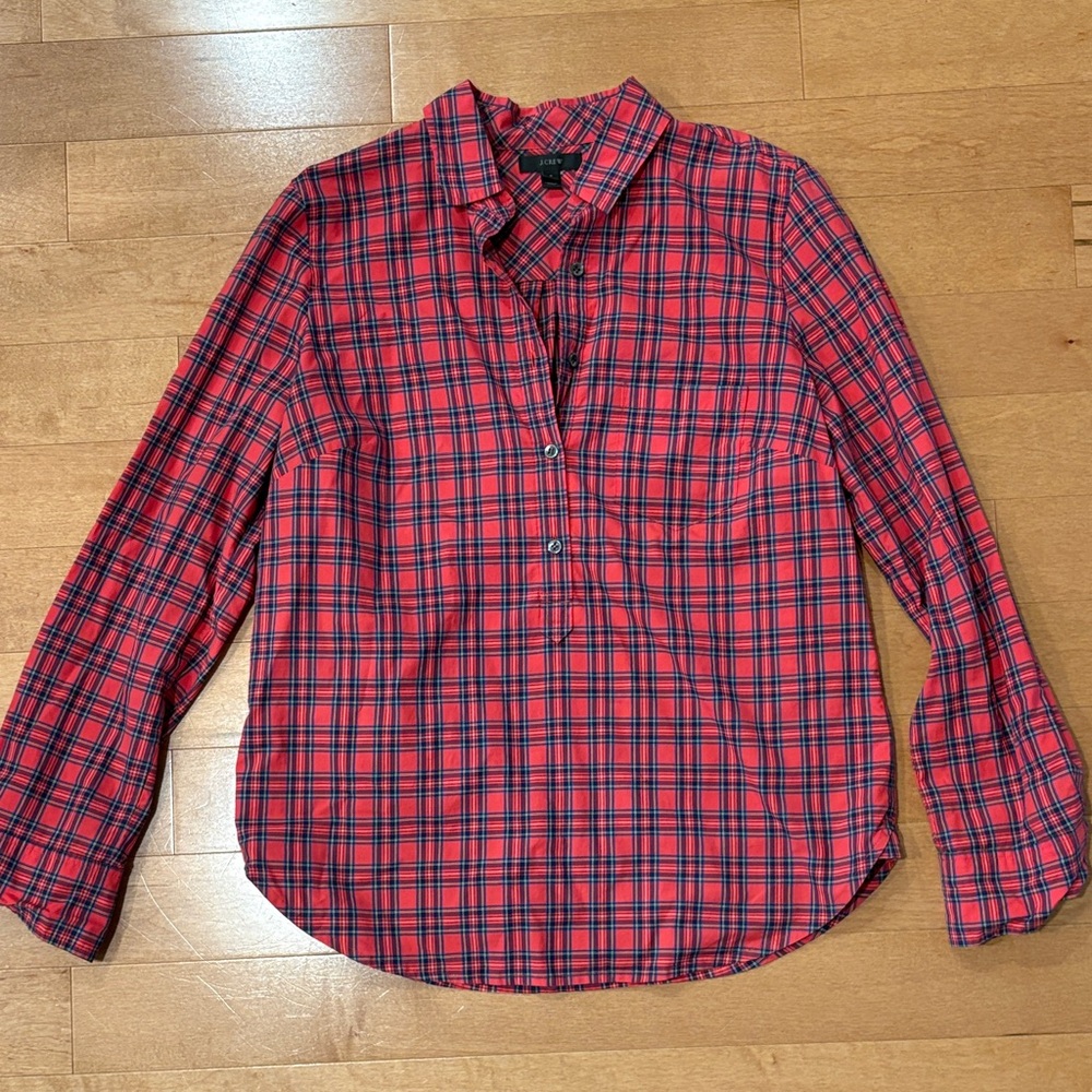 J.Crew Red Plaid Women's Top